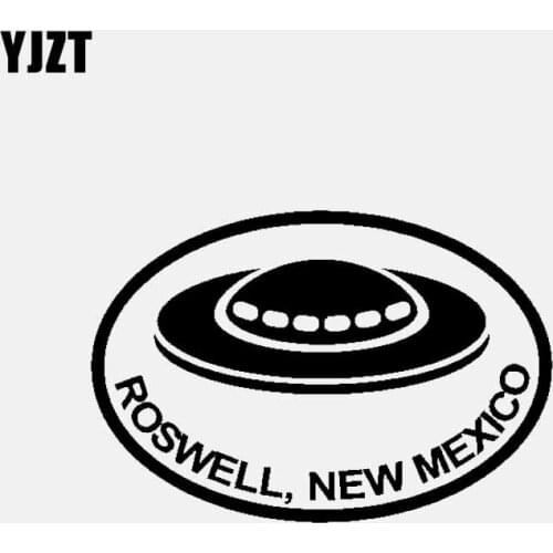 YJZT 13.5CM*9.1CM Oval UFO ROSWELL NEW MEXICO Aliens Car Sticker Vinyl Decal Black/Silver C3-0552