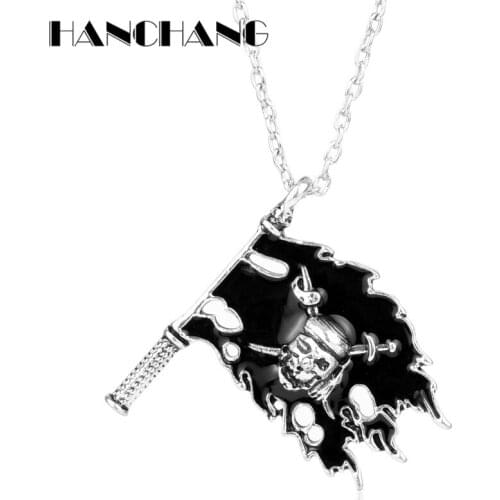 Hip Hop Jewelry Pirates of the Caribbean Necklaces Cross Swords Skull Pattern Flag Pendant Necklace Link Chain Colar Collier