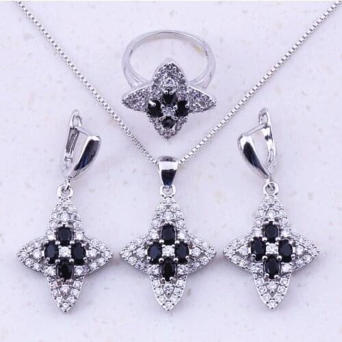 Wonderful Black Crystal Cubic Zircon Jewelry Sets For Women Party Trend Fashion Jewelry J0076