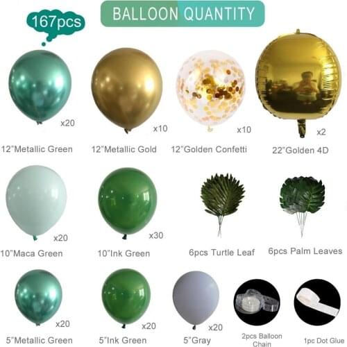 Green forest balloon decoration jungle theme birthday party decoration balloon chain suits