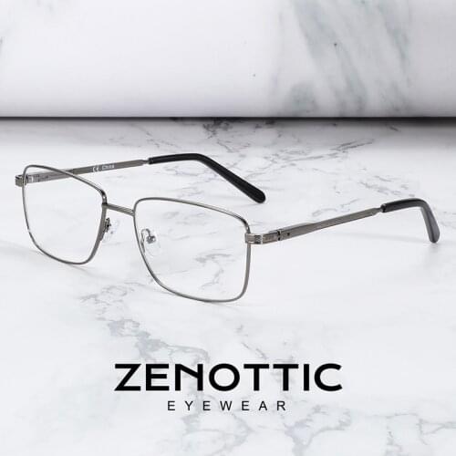 ZENOTTIC Metal Square Glasses Frames Men Small Frame Optical Myopia Spectacle Eyewear Prescription Eyeglasses Gafas Oculos