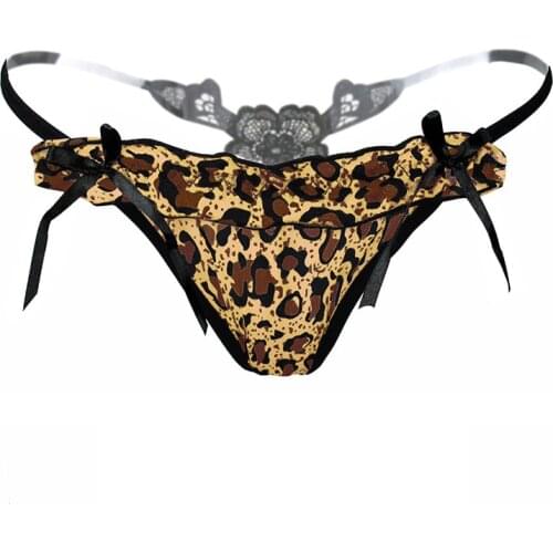 Women sexy Lingerie erotic Panties cute porn underwear sexy wear flirty g-string thong with Leopard print and open back