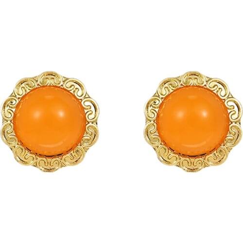 ZHINI 4 Colors Resin Geometric Circle Stud Earrings for Women Boho Vintage Gold Color Earring Wedding Jewelry Gift brincos