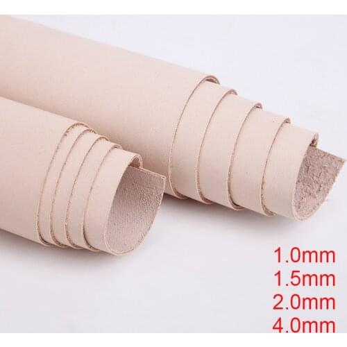 1.0mm 1.5mm2.0mm 4.0mm Genuine Leather Fabric Vintage Cowhide Vegetable Tanned Leather Crafts Real CowHide Tan Full Grain Pieces