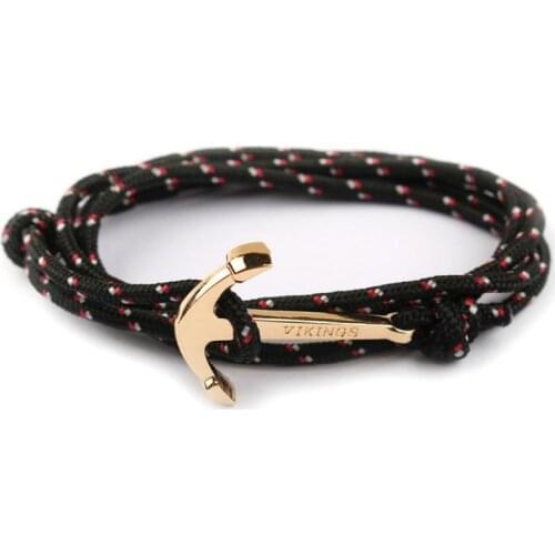 1@# Hot Sale Bracelet Men and Women Lovers Jewelry 16 Paragraph Fishhook Wrap Bracelets Geometry Survival Rope Friendship