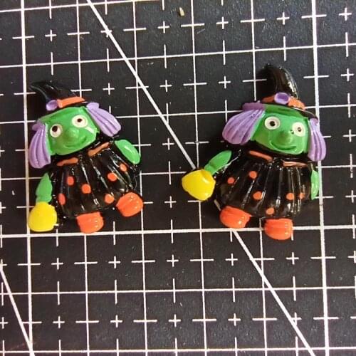 1pcs/lot resin flat back Halloween witch 28mm Cabochons Scrapbooking Hair Bow Center DIY Christmas decration C104-4