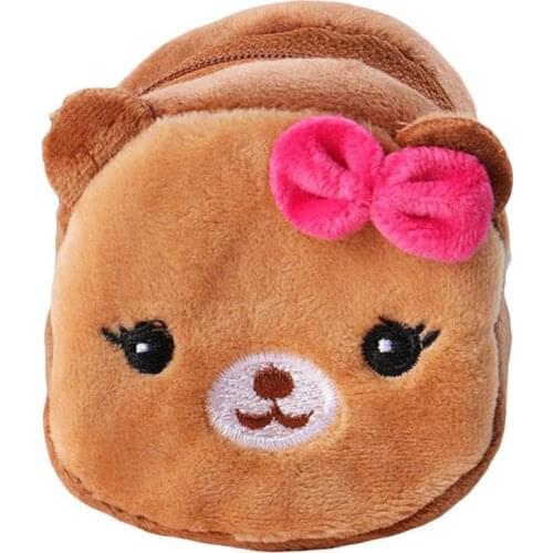 1Pcs Cute Cartoon Plush Panda Animal Children Small Coin Purse Zipper Money Wallet Headphone Case Key Case Kids Birthday Gift