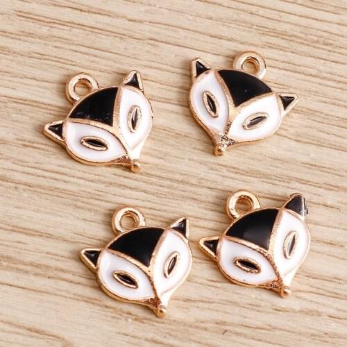 10pcs 13*13mm 2 Color Alloy Fox Charms Fit Jewelry DIY Making Enamel Mini Animals Charms Pendants Necklaces Earrings Accessories