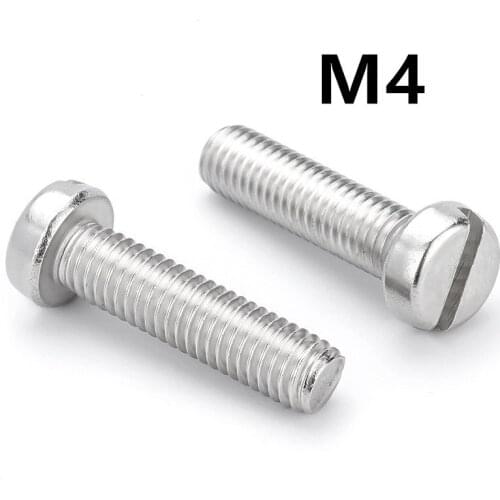 100pcs/lot M4x6/8/10/12/16/20/25/30mm DIN84 GB65 Stainless steel cheese head slotted screw groving machine screws