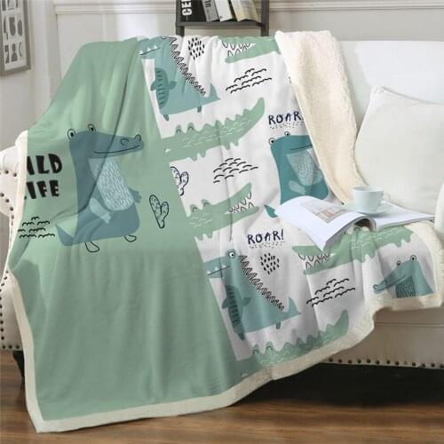 2020 Crocodile Bed Blanket Kids Bedding Cartoon Plush Bedspread Cute Animal Sherpa Fashion blanket