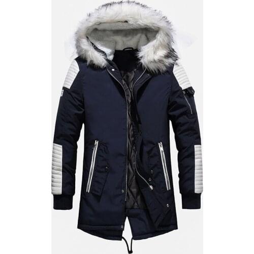 2020 Winter Mens Parkas Coat Fur Collar Hooded Long Cotton-Padded Jacket Casual Thick Warm Coats Windbreaker Jackets Overcoat
