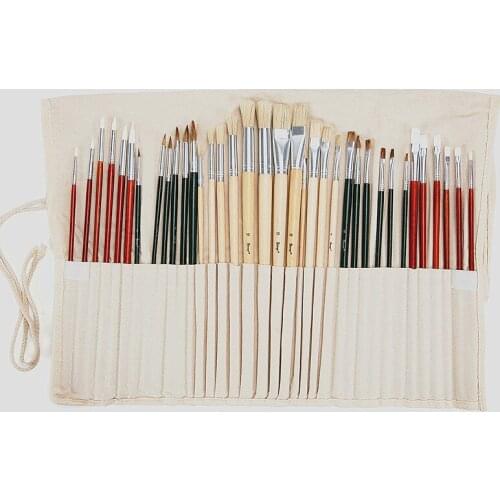 24/36Pcs/set Paint Brushes Set With Canvas Bag Acrylic And Oil Painting Drawing Art Supplies