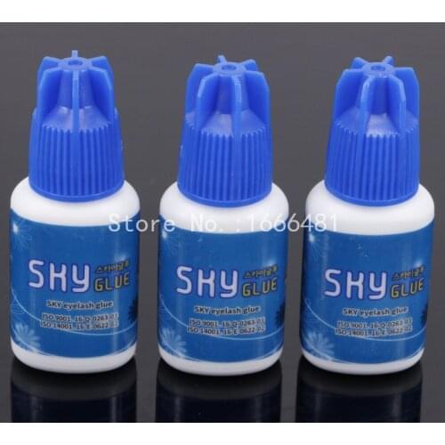 3 Bottles Super Sky S Glue for Eyelash Professional Eyelash Glue from Korea Last 6 to 7 Weeks 5ml