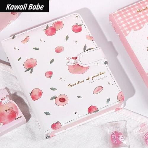 A5 Kawaii Peach PU Cover 2021 Journal Notebook Planner Diary Agenda Notepad 112 Sheets Birthday Gift School Stationery