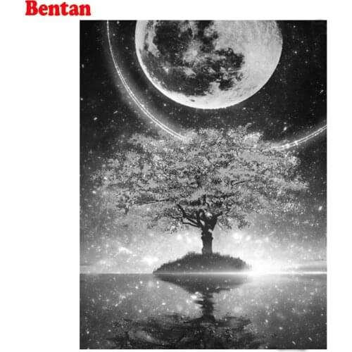 New 5D diamond painting fantasy romantic moon tree cross stitch puzzle diamond mosaic full square round drill embroidery crafts