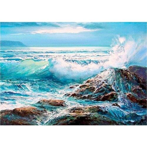 Diamond Painting By Number Kits for Adults DIY Full Drill Diamond Crystal Rhinestone for Home Wall Decor Rock and Sea