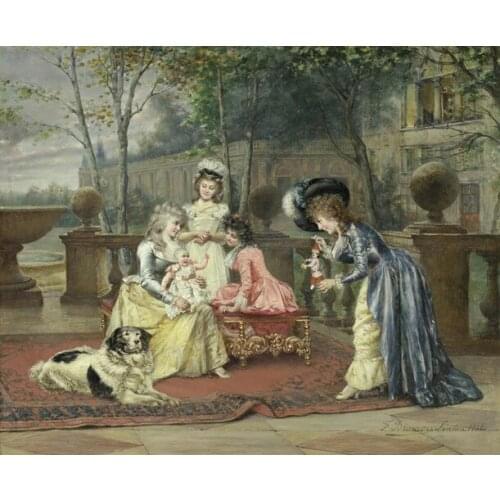 Free shipping classical court figures canvas prints Mrs. amused children oil painting printed on canvas art decoration picture