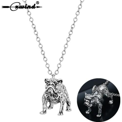 Cxwind Pug Dog Pendants Necklaces 3D Realistic Animal Dog Breed Pets Necklaces for Women Charm Chunky Statement Sweater Jewelry