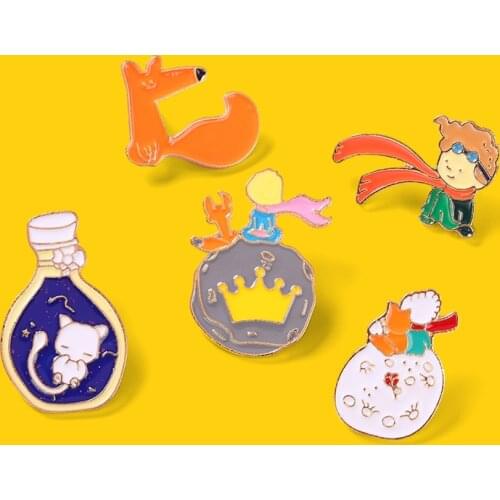 Cartoon Character Enamel Pins Fox Boy Girl Planet Crown Cat Custom Brooches Accessories Badge Cute Gift for Friends Kids