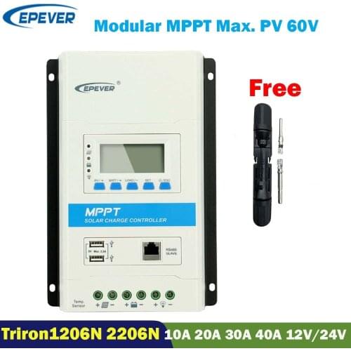 EPEVER Triron1206N 2206N UCS DS2 Module MPPT 10A20A Solar Charge Controller 12V 24V Auto Black-light LCD Modular Solar Regulator