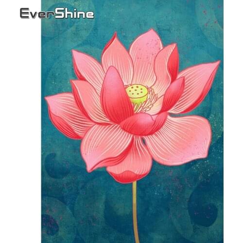 Evershine 5D Diamond Painting Flowers Cross Stitch Embroidery Lotus Picture Of Rhinestone Craft Kit Home Decoration
