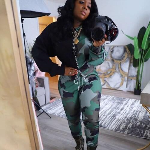Leopard Camouflage Two Piece Set for Women Clothes Sweatshirt Top and Pants Sweat Suit Matching Sets 2 Piece Sets Womens Outfits