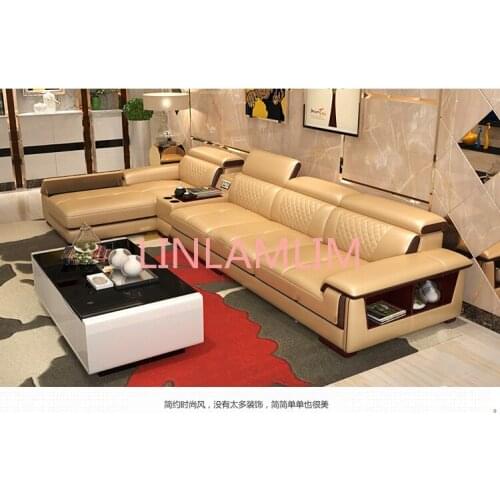 Living Room Sofa set furniture real genuine cow leather sofa recliner speaker bluetooth puff asiento muebles de sala canape cama