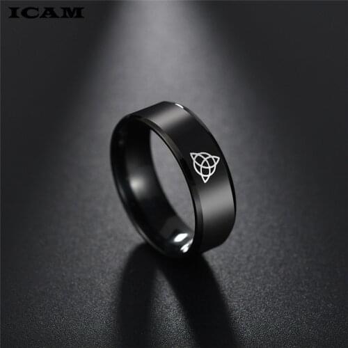 ICAM Viking Stainless Steel Celtics Knot Ring Men Nordic Trinity Wedding Rings Womens Silver Band Promise Jewelry
