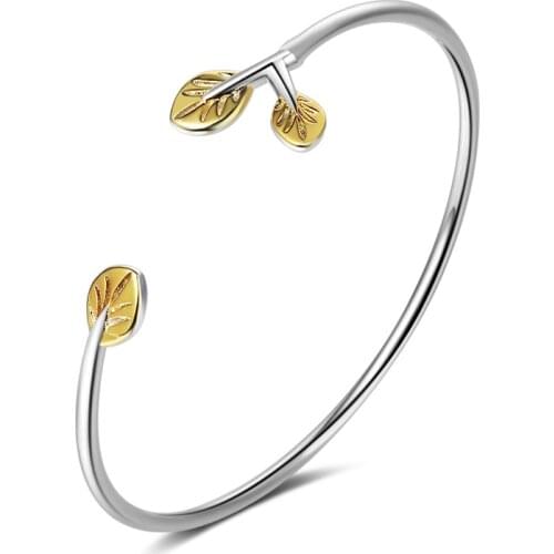 Unusual Bangles For Women Jewelry Cute Ginkgo Biloba Leaf Accessories On Hand Fashion 925 Sterling Silver Bracelets Girls Bijou