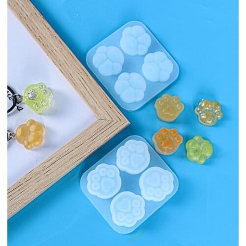 4-Cavity Cats Claw Pendant Earrings Crystal Epoxy Resin Mold Keychain Silicone Mould DIY Crafts Jewelry Casting Tools