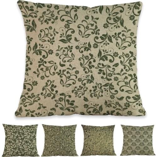 Retro background Geometric Vector Small floral Pattern Linen Throw Pillow Case Home Sofa Decorative Cushion Cover 45x45cm