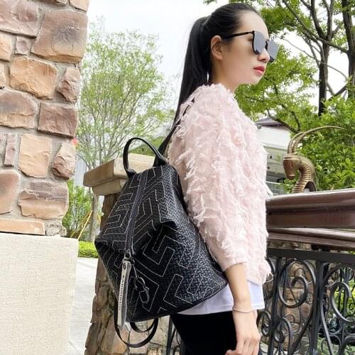 Soft Leather Backpack Black 2021 Womens Pu Girl Backpacks for Beige Nylon Small Summer Vintage Teenagers Womens Leather Large