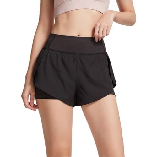 2 In 1 Yoga Shorts Women Fitness Top Spandex Neon Elastic Lulu Running Workout Short Leggings For Ladies Gym Sport Shorts