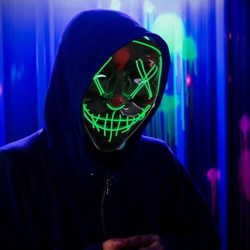 Halloween Led Mask Party Masque Masquerade Masks Neon Maske Light Glow In The Dark Horror Mask Glowing Mask