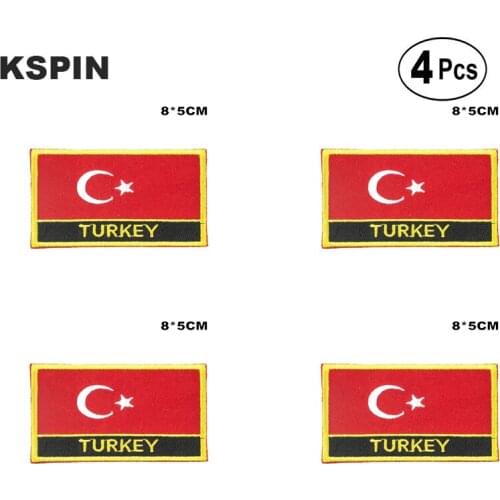 Turkey Rectangular Shape Flag Iron on Saw on Patches Embroidered Flag Patches National Flag Patches for Clothing