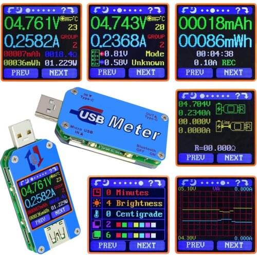 USB 2.0 Type-C LCD USB Tester Voltage Current Meter Battery Charge With Bluetooth