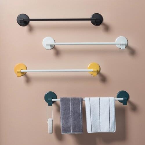 Household Towel Bar Single Bar Bathroom Towel Rack Free Punching Toilet Bathroom Suction Cup Towel Bar Rack Paper Towel Rack