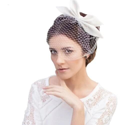Vintage Birdcage face veil Short Tulle One Layer mariage Wedding Veils White Black Bridal with bow Wedding party Accessories