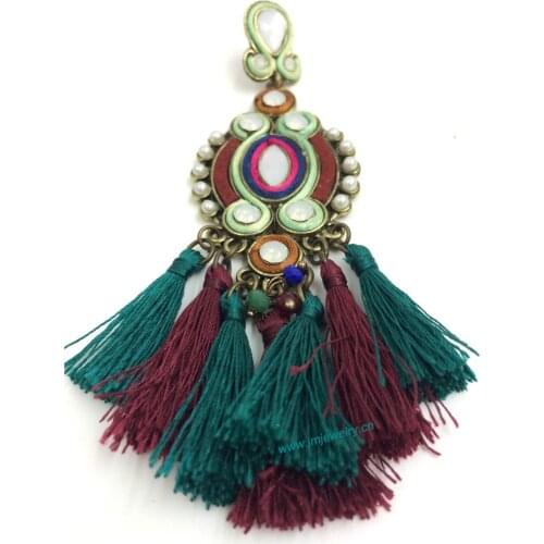 Wholesale handmade Ethnic jewellery vintage dangle earrings with tassel summer style nickel free earrings
