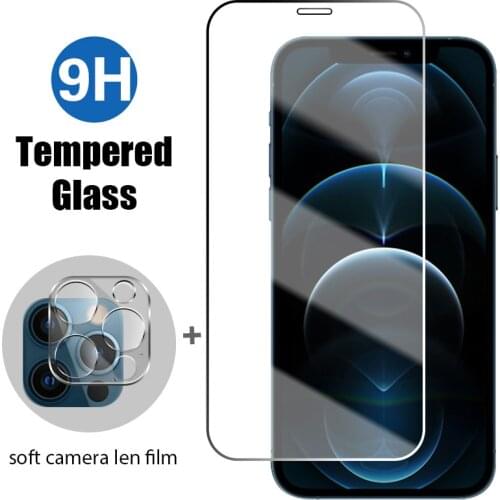 2IN1 Screen Protective For iPhone 11 12 Pro XR Max X XS Protector Glass For iPhone 6 6S 7 8 4.7inch Plus SE 2020