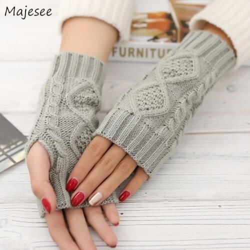 Winter Women Gloves Hot Sale Fingerless Glove Hand Warmer Knitting Gloves Chic Solid All-match Warm Various Colors Simple Lovely