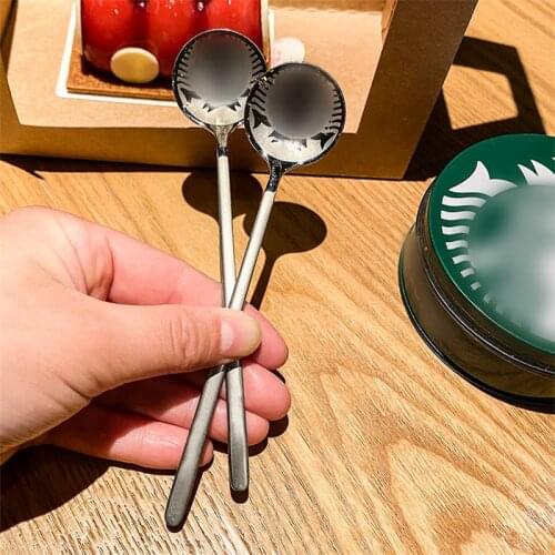 1/2pcs Coffee Spoon 17cm Long Handle Ice Cream Spoon Stirring Spoon 304 Stainless Steel Retro Dessert Spoon With Logo Girl Gift