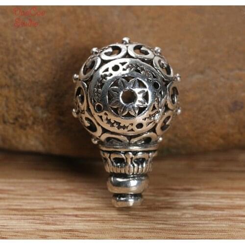 10mm Sterling Silver Guru Bead Chinese Knot Tiny Charms Mala Japa Beads Bracelet Jewellry Findings DIY Accessories