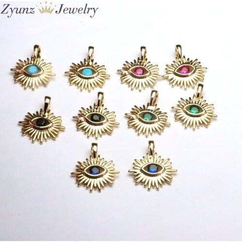 10PCS, CZ Eye Charms DIY Jewelry Making Cubic Zirconia Jewelry Fashion Charms Flower Pendants Jewelry Findings Supplies