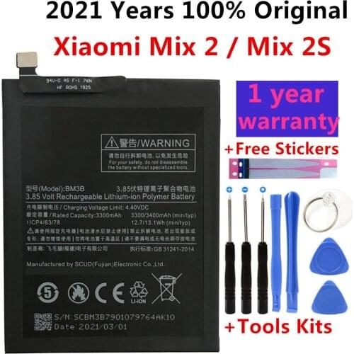 100% Original Original Replacement Battery BM3B For Xiaomi MIX 2 2S 3300mAh High Capacity Phone Batteries Free Tools