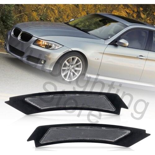 2Pcs Smoked Side Marker Reflector Lamps For BMW 3 Series E90 E91 LCI 4D Sedan 5 Door Wagon Bumper Reflector Side Marker Lights