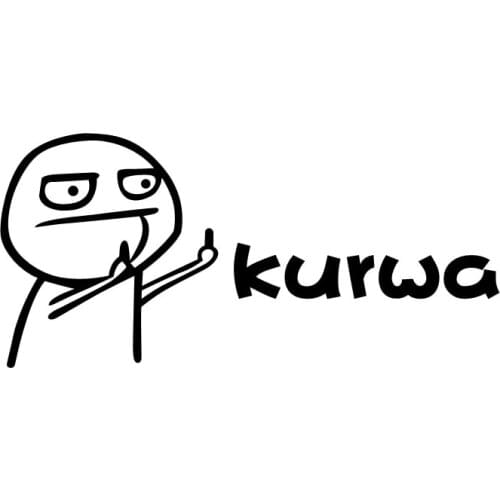 25cm11.7cm Poland Mandarin kurwa Funny Car Styling Decal Stickers Accessories Black/Silver