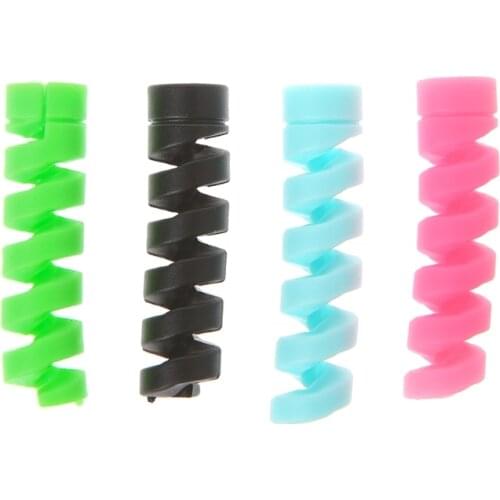 4Pcs/Lot Cable Protector Flexible Silicone Cord Keeper Lightweight Spiral Holder Colorful
