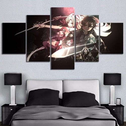 5 Pieces Asuna Sword Art Online Canvas Pictures Paintings Wall Art Prints Poster Modern Modular Living Room Home Decor