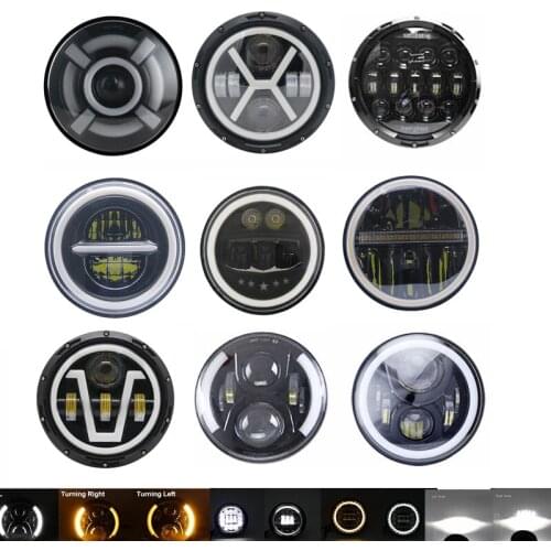 7 Inch LED Motorcycle Halo Headlight Universal Mounting Bracket For Cafe Racer Choppers Honda Yamaha